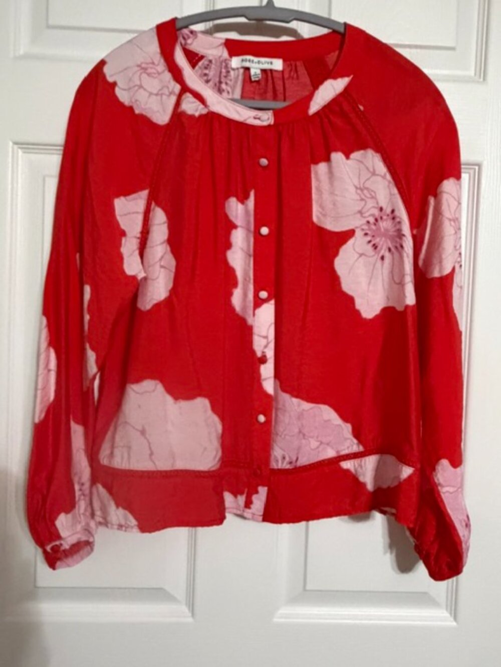 Rose + Olive Red Top - Size S